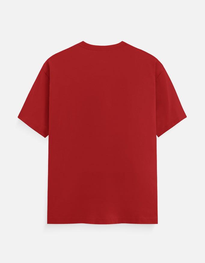 Red crew-neck short-sleeve T-shirt, plain front