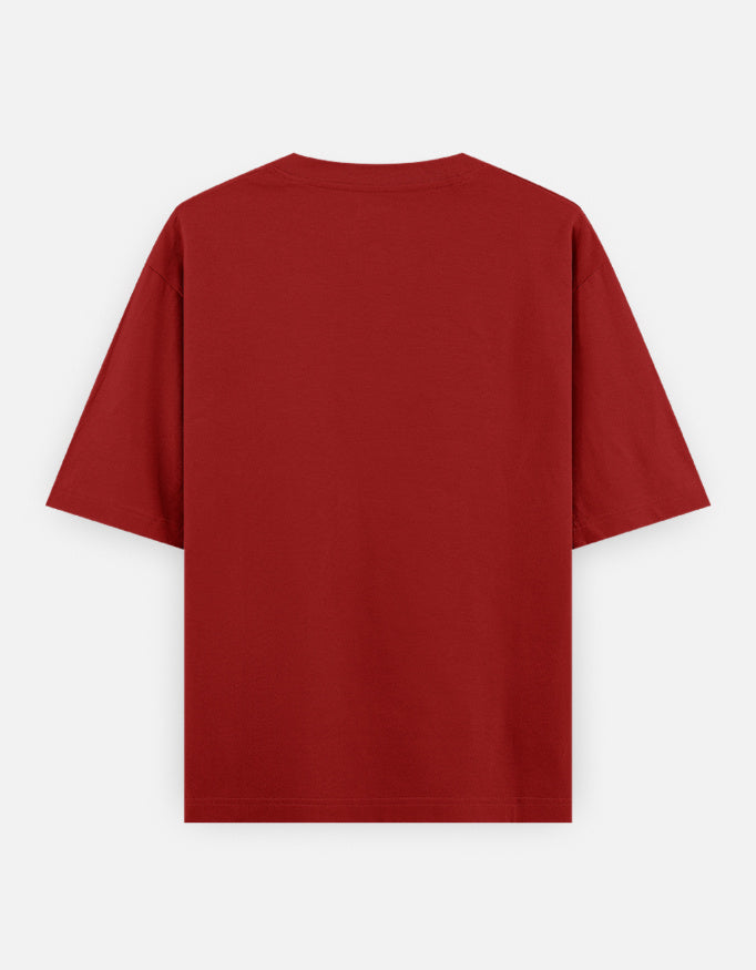 Oversized classic tee, red, short sleeves, crew neck, relaxed fit.