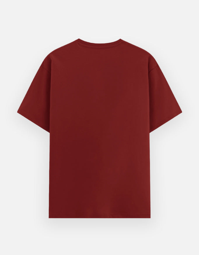 Red unisex cotton graphic tee, crew neck short sleeves