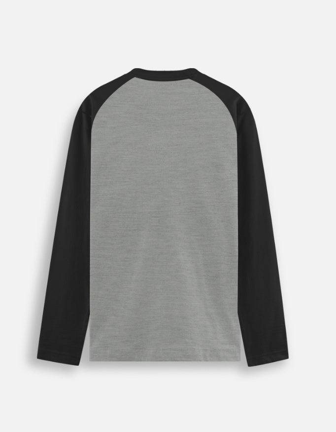 Unisex raglan T-shirt back in dark gray with black contrast sleeves