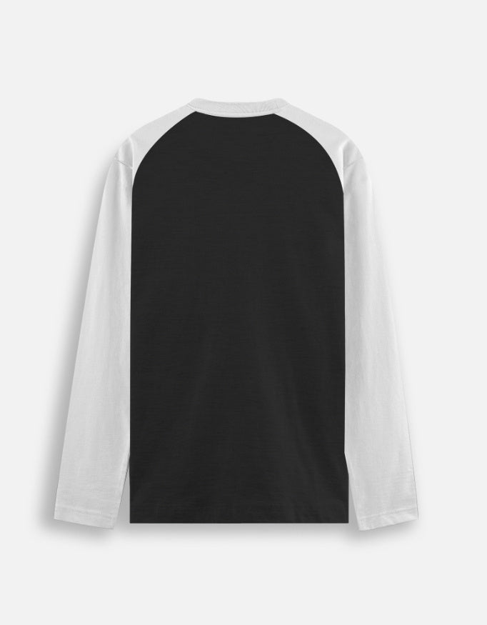 Unisex raglan T-shirt back in black with white contrast sleeves
