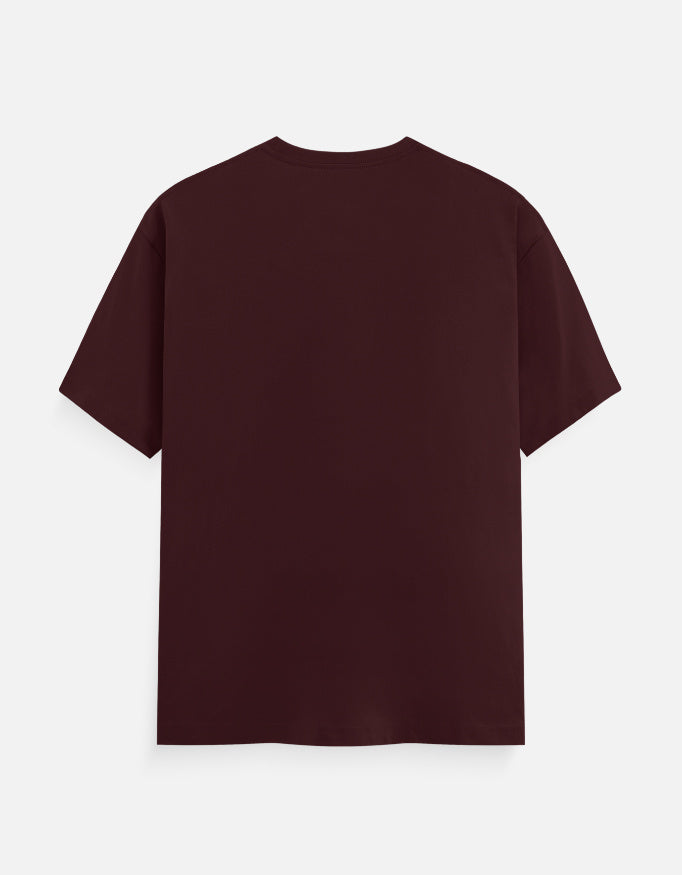 Crew neck T-shirt in dark maroon, short sleeves