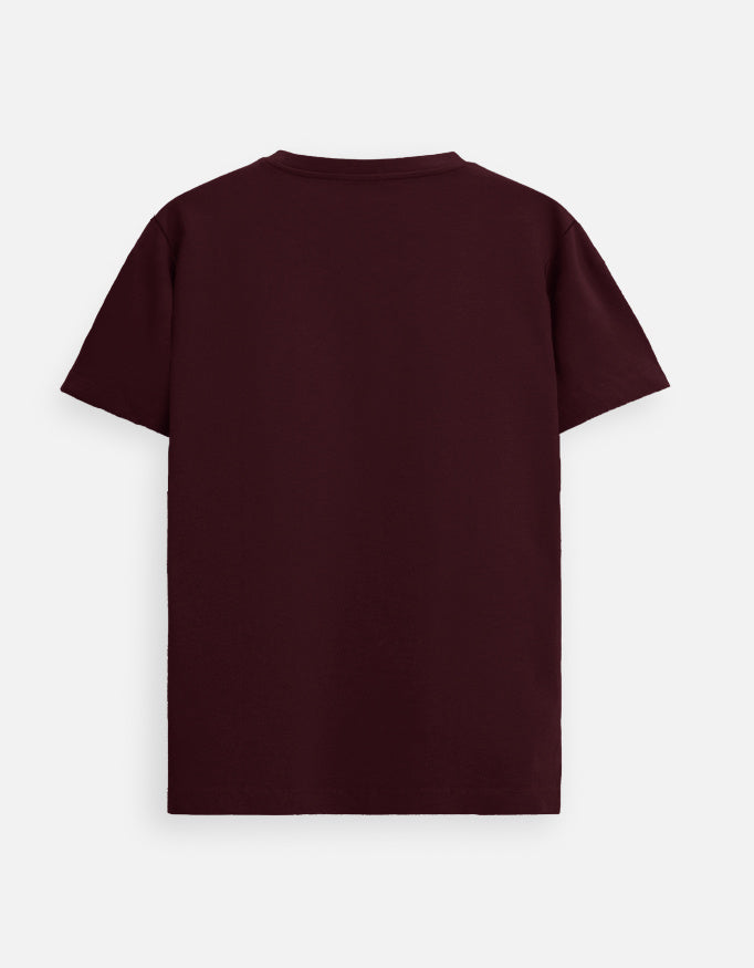 Maroon unisex cotton tee, plain back