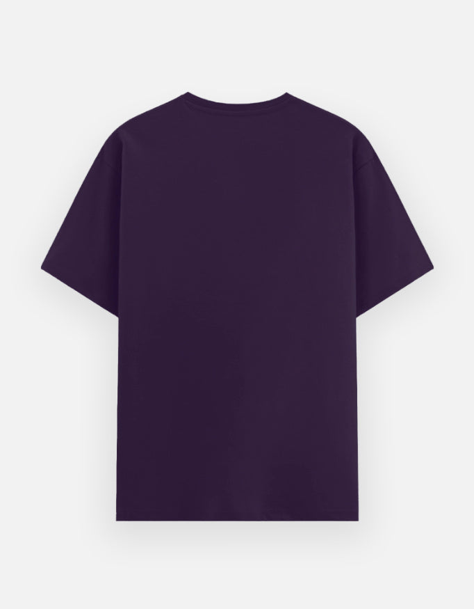 Purple unisex cotton graphic tee, crew neck short sleeves