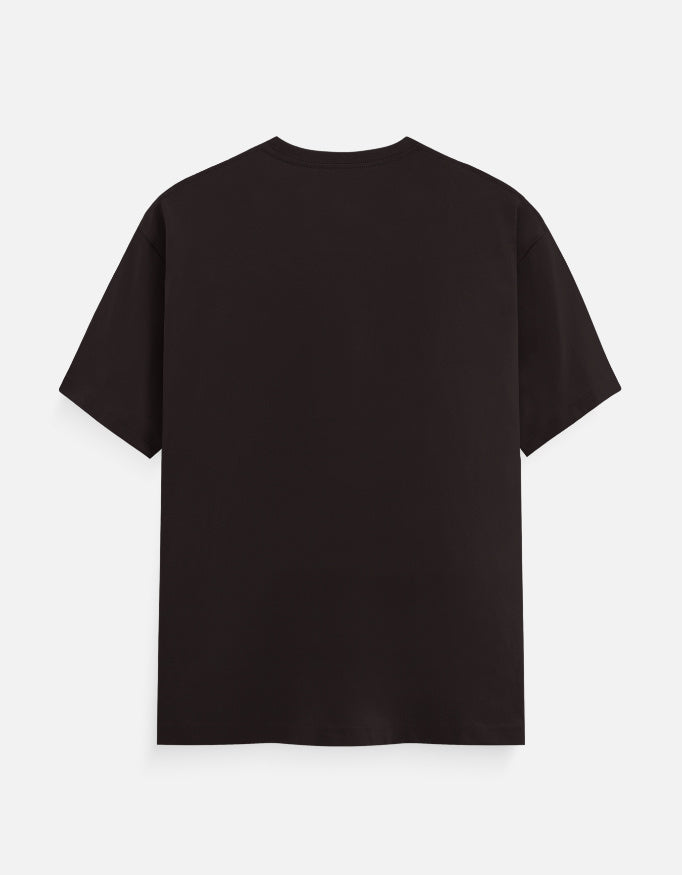 Dark brown crew neck T-shirt with short sleeves, plain back