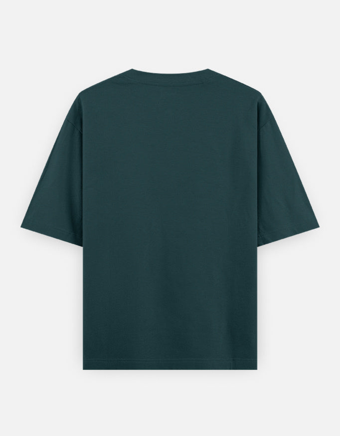 Oversized crew-neck T-shirt in deep green, short sleeves, straight hem