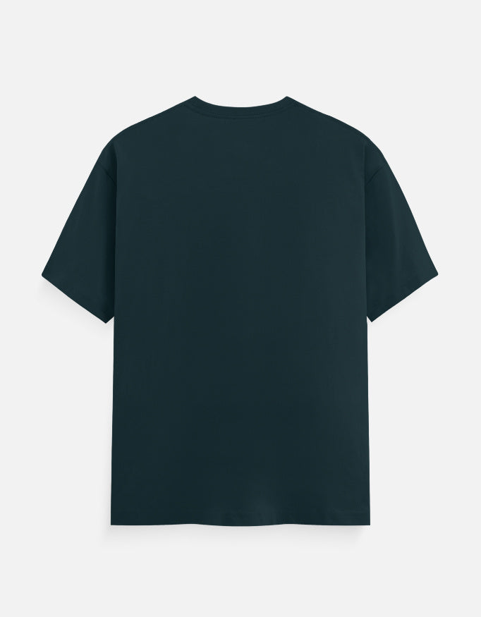 Dark green crew-neck T-shirt, short sleeves, plain back view