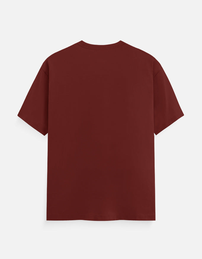 Shanvio crew neck T-shirt, brick red, short-sleeve back view
