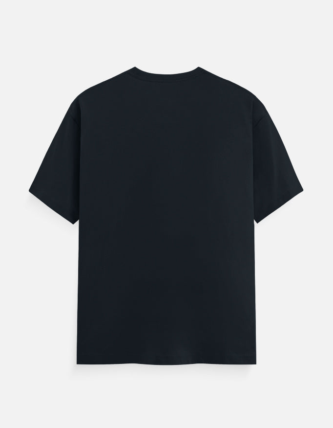 Classic crew tee in dark navy, plain back view with crew neckline