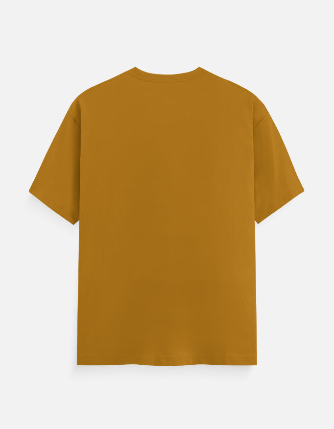 Shanvio crew neck T-shirt, mustard yellow, short-sleeve back view