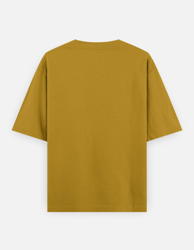 Oversized crew-neck T-shirt in golden yellow, short sleeves, straight hem