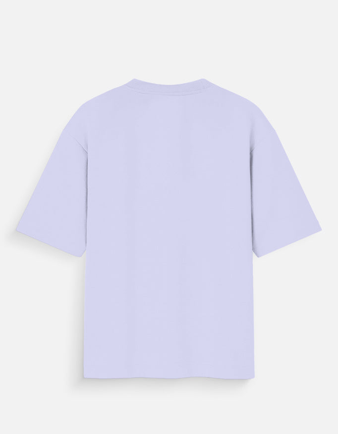 Oversized crew-neck T-shirt in lavender, short sleeves, plain back