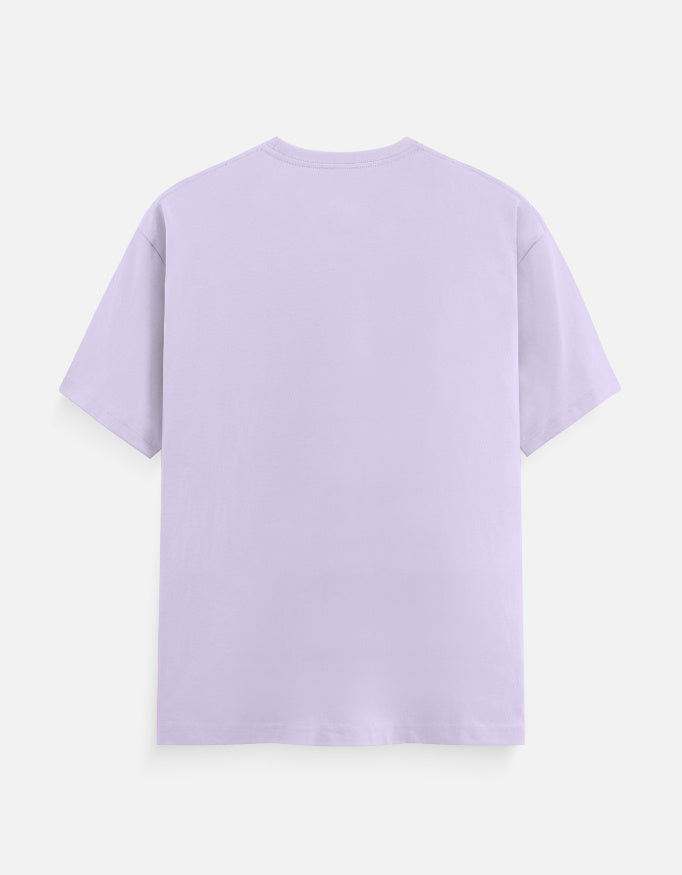 Lavender crew neck T-shirt with short sleeves and a straight hem