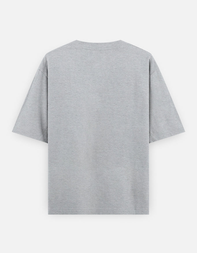 Oversized T-shirt in grey melange with crew neck and short sleeves