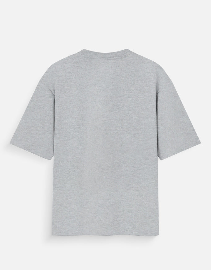 Oversized crew-neck T-shirt in grey melange, short sleeves, plain back