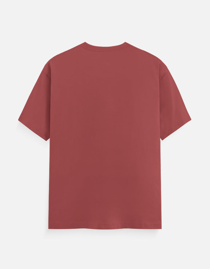 Shanvio crew neck T-shirt, brick red, short-sleeve back view