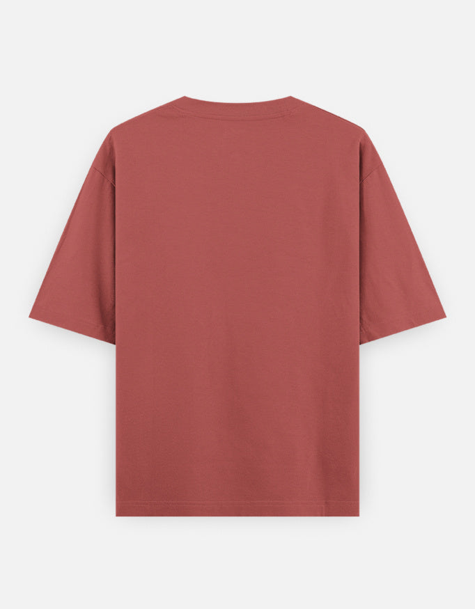 Oversized classic T-shirt, rust red, crew neck, short sleeves, plain back