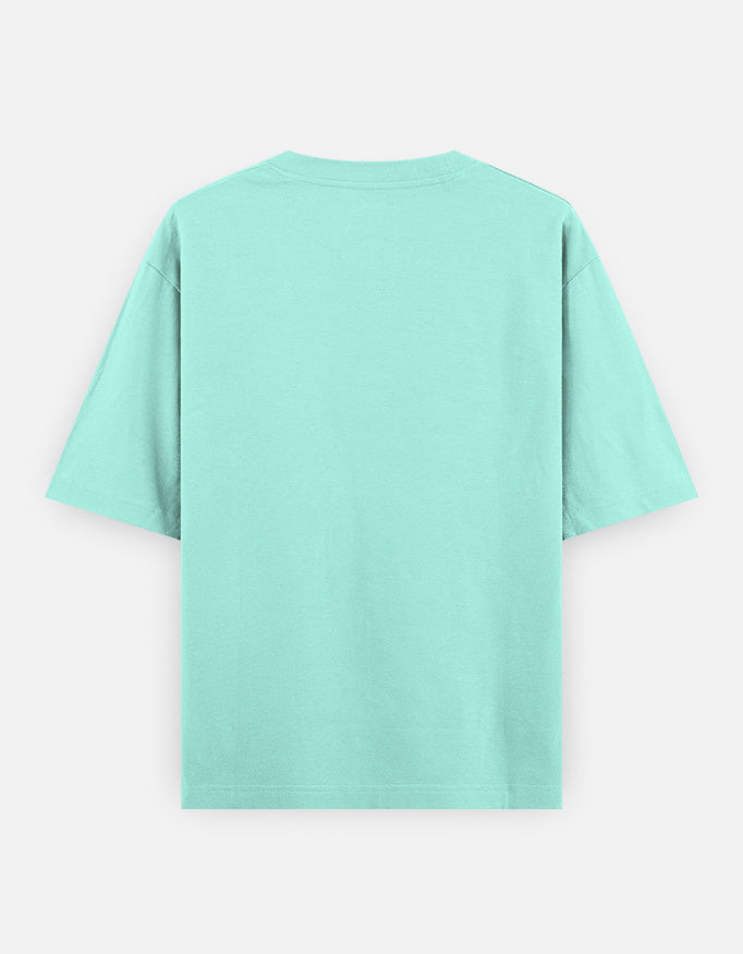 Oversized classic tee in mint green, crew neck, short sleeves, back view