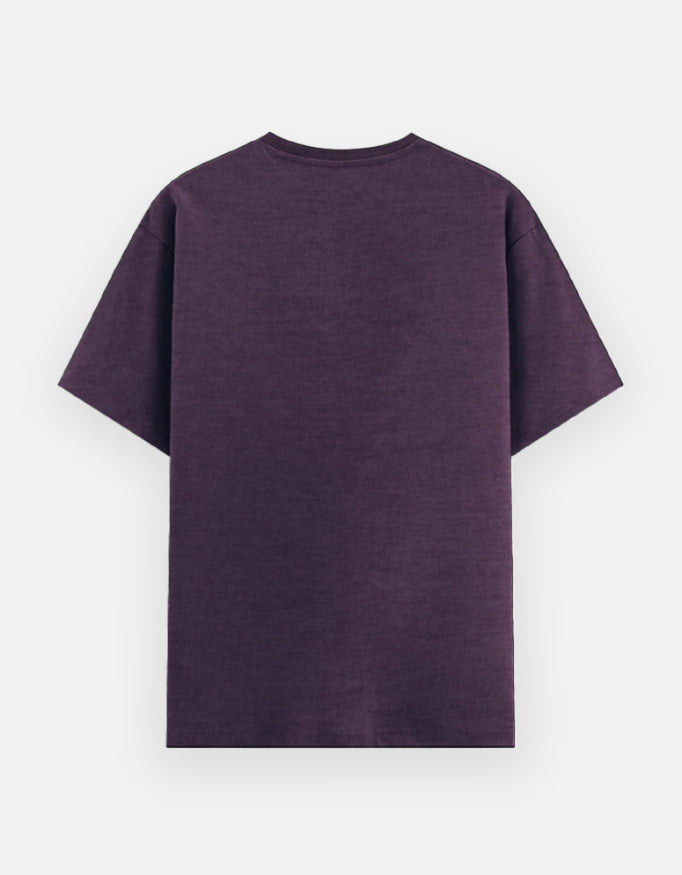 Purple melange unisex cotton graphic tee, crew neck short sleeves