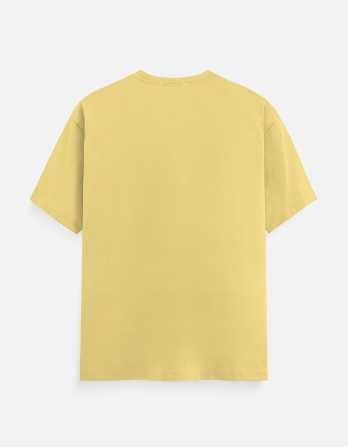 Yellow crew-neck T-shirt, plain back view