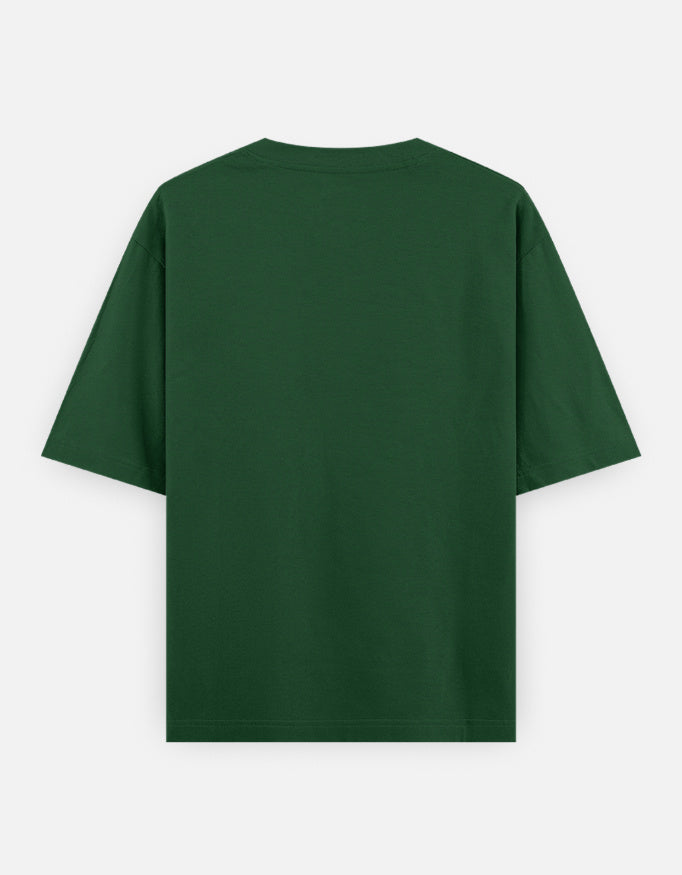 Oversized classic tee in bottle green, crew neck, short sleeves, relaxed fit.