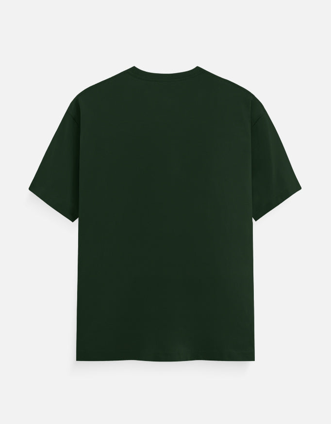 Dark green crew neck T-shirt, plain back view