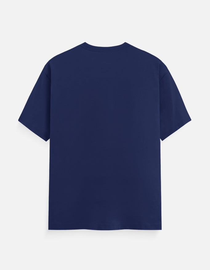 Navy blue crew-neck short-sleeve T-shirt, plain front