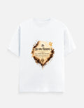 Classic crew tee, white with multicolor front graphic print