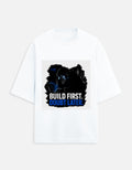 Unisex oversized terry T-shirt in white with front graphic print