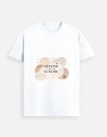 White unisex graphic tee, crew neck; “OFFLINE is the new LUXURY” front print