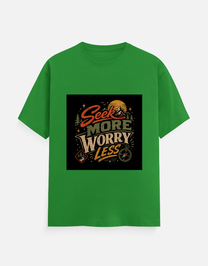 Shanvio classic crew tee, green with chest graphic print, crew neck short sleeves