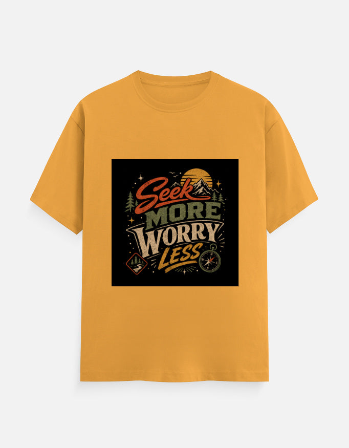 Shanvio classic crew tee, yellow with chest graphic print, crew neck short sleeves