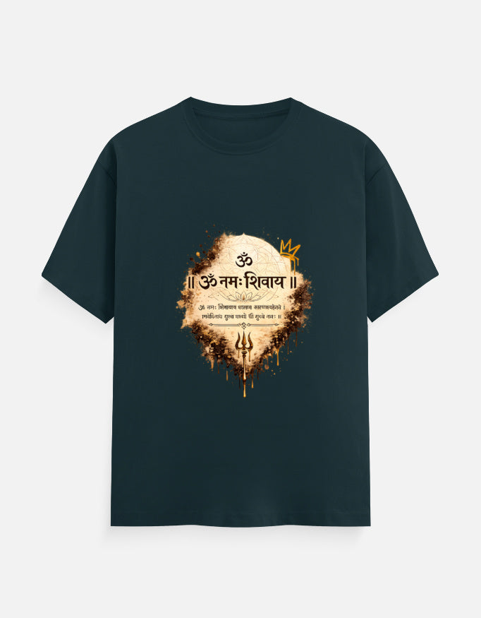 Classic crew tee, deep teal with multicolor front graphic print