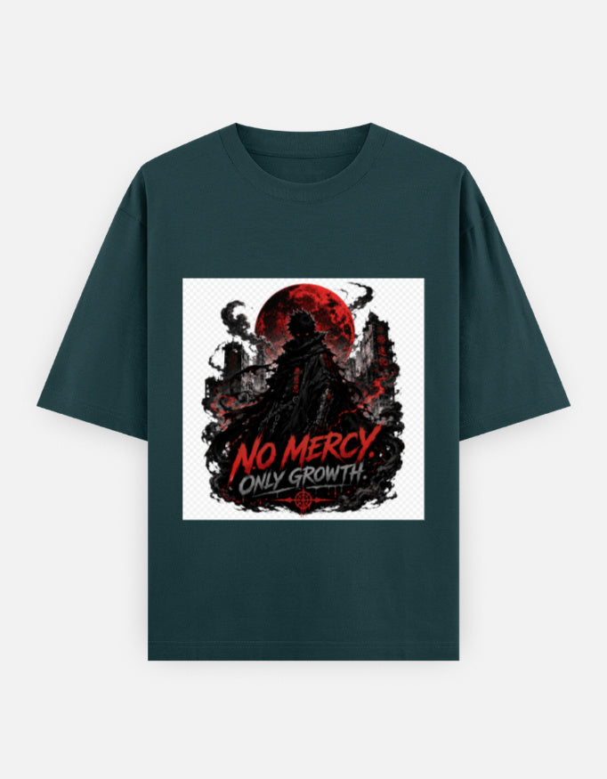 Bottle green oversized crew-neck T-shirt with square front graphic print
