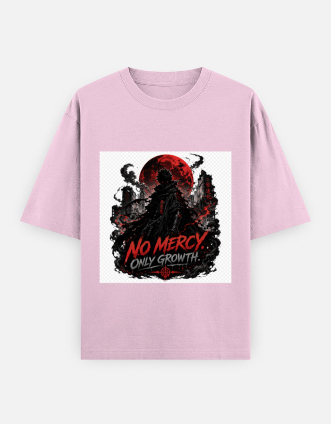 Light pink oversized crew-neck T-shirt with square front graphic print