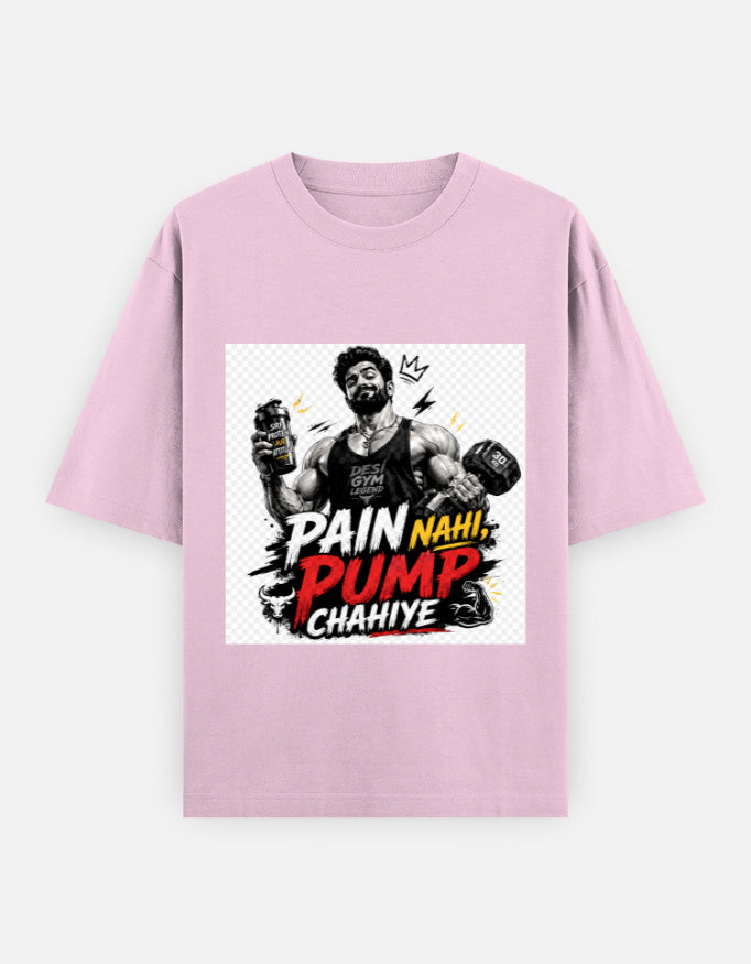 Oversized classic tee in light pink with front bodybuilder graphic print