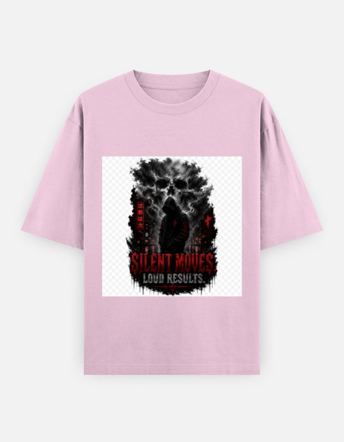 Oversized crewneck T-shirt, light pink, graphic front print