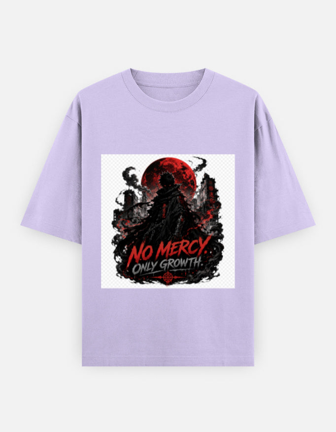 Lavender oversized crew-neck T-shirt with square front graphic print