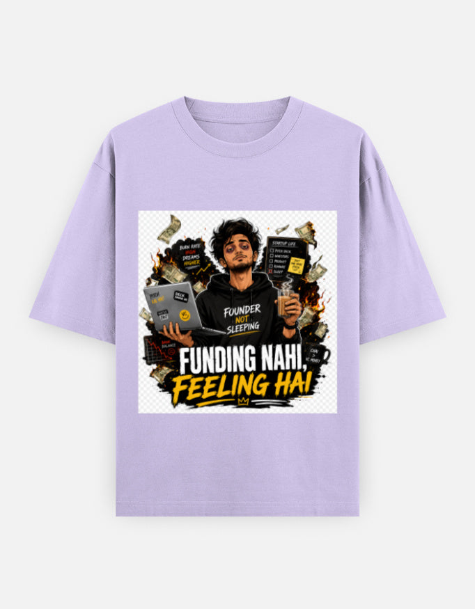 Oversized classic tee in lavender with centered graphic artwork print on front