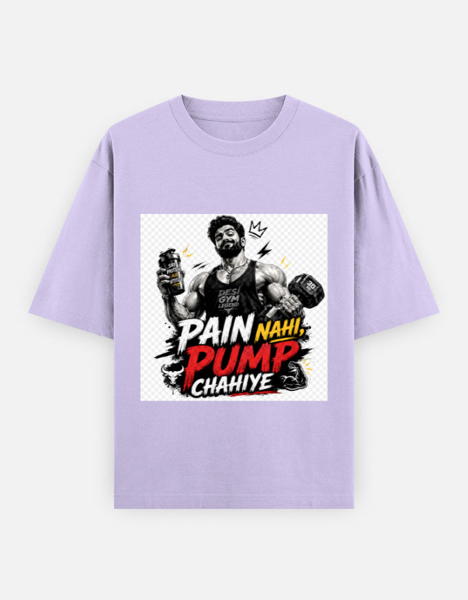 Oversized classic tee in lavender with front bodybuilder graphic print