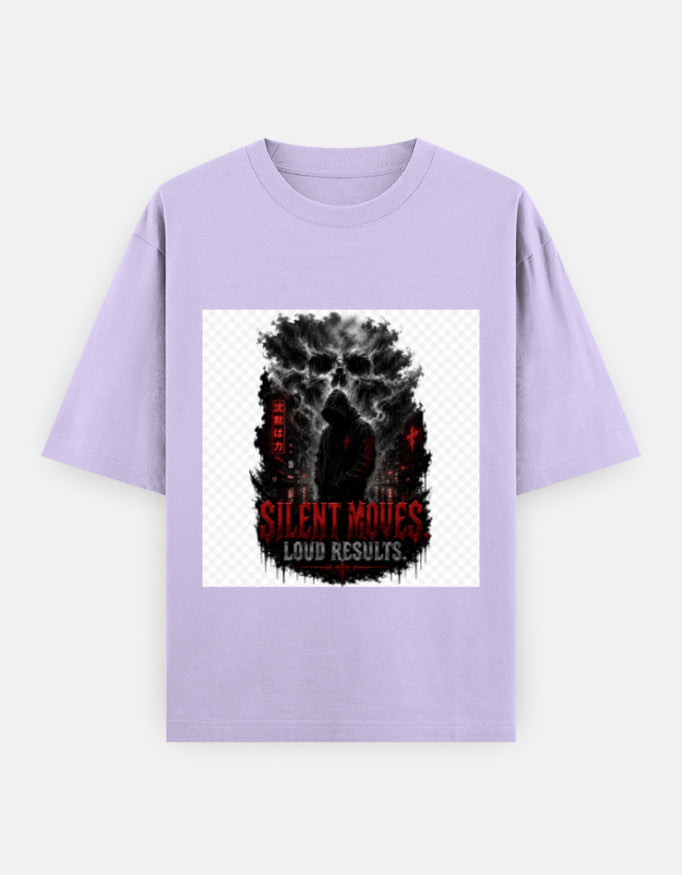 Oversized crewneck T-shirt, lavender, graphic front print
