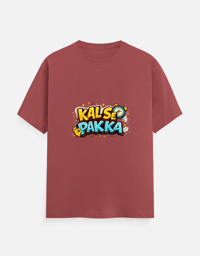 Crewneck T-shirt in dark red with colorful front graphic print