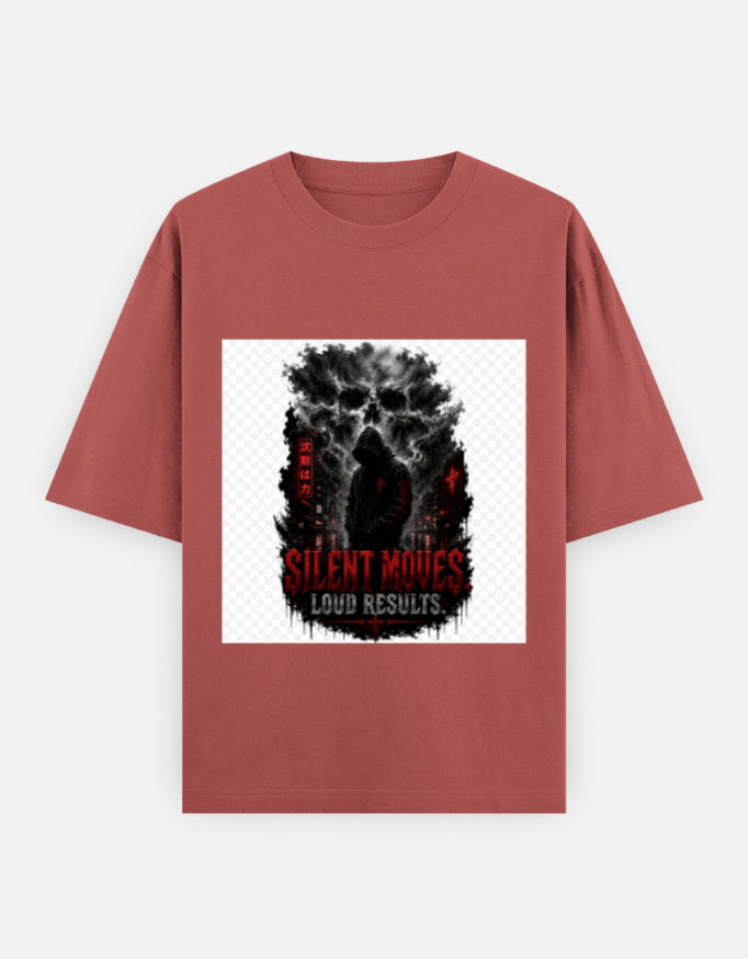Oversized crewneck T-shirt, rust red, graphic front print