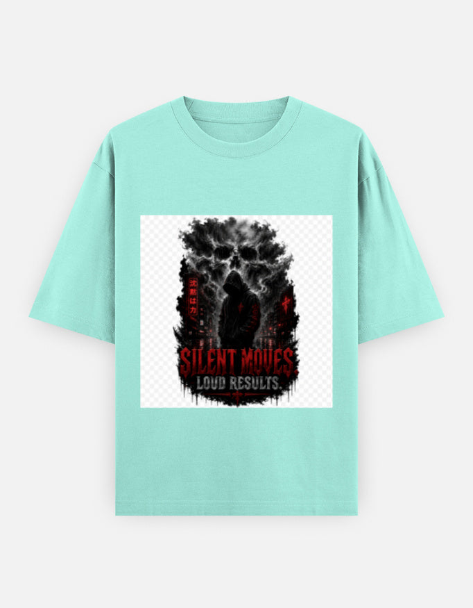 Oversized crewneck T-shirt, mint green, graphic front print