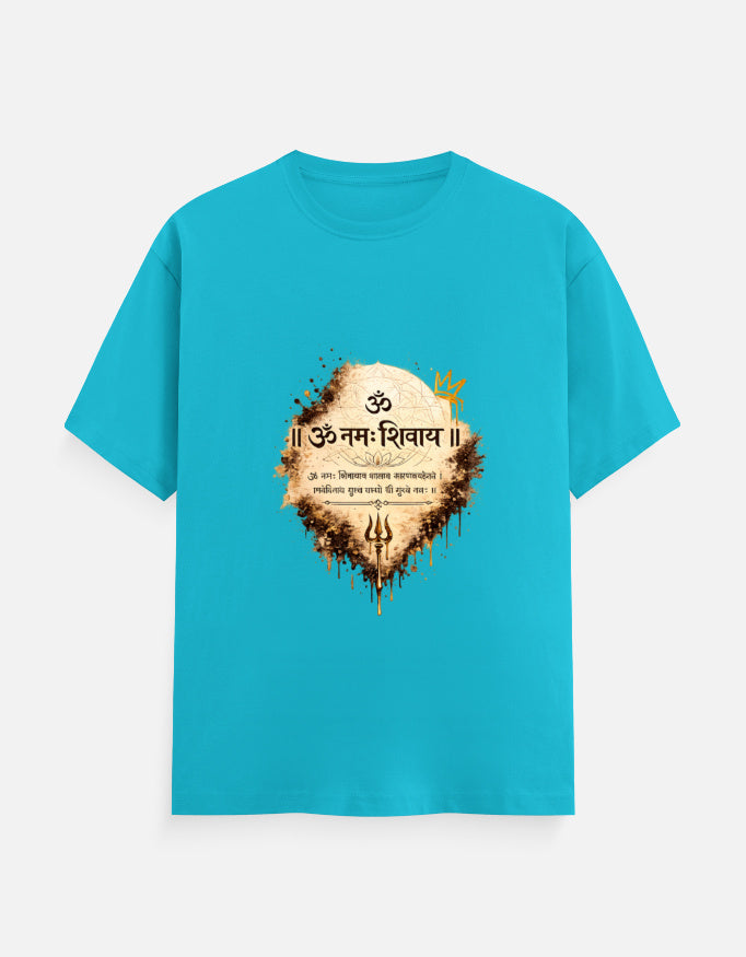 Classic crew tee, sky blue with multicolor front graphic print
